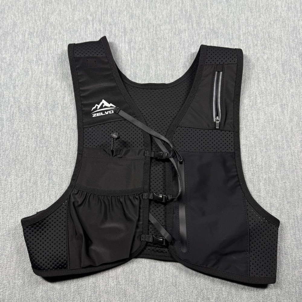 Zelvo Vest Mens One Size Black Trail Running Hydration Backpack Mesh Reflective